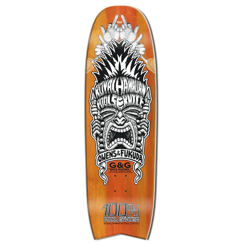 Royal Hawaiian Pool Service 9.5" X 32.25" Bro Model Orange Stain Skateboard Deck 1