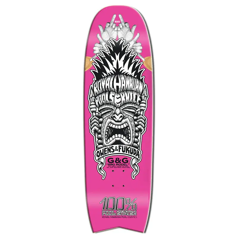 Royal Hawaiian Pool Service 9.5" X 32.25" Bro Model Pink Skateboard Deck 1