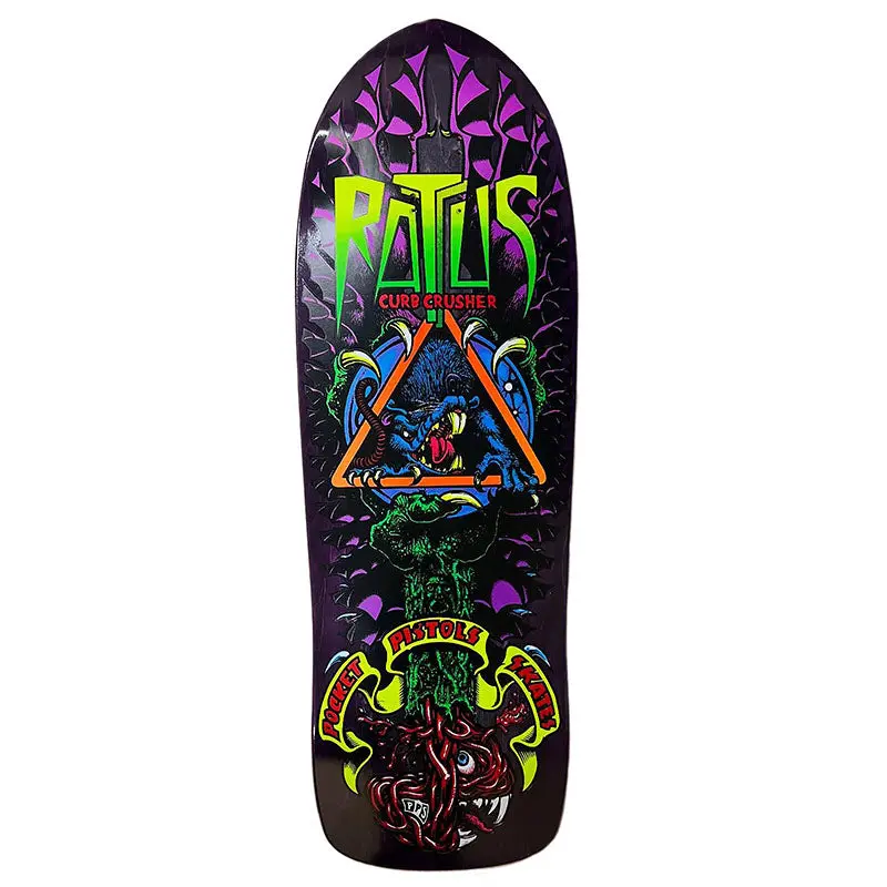 Pocket Pistols 10.25" Pps Rattus Curb Crusher Purple Stain Skateboard Deck 1