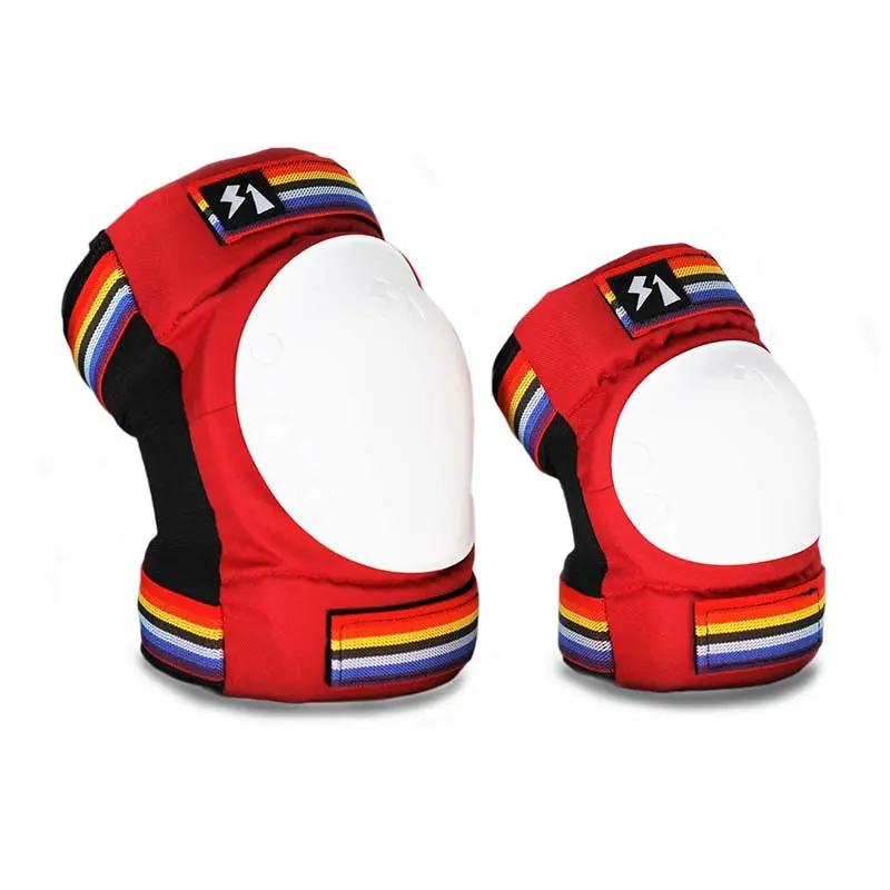 S1 Park Knee And Elbow Pad Sets - Retro Red/Rainbow 1
