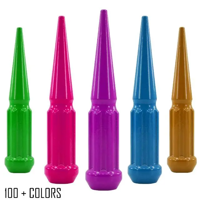 20 Pc 1/2-20 7-Spline Spike Lug Nuts 4.5" Tall - Powder Coated + Key Socket 1