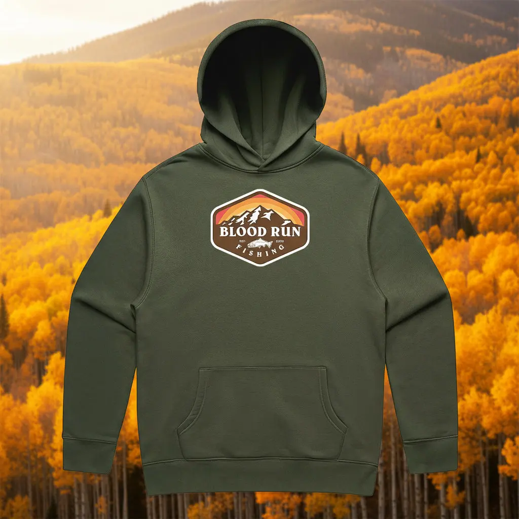 Blood Run Cypress Green Sun Mountain Fleece Hoodie 1