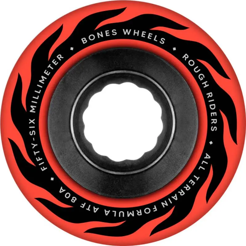 Bones Wheels Atf Rough Rider Skateboard Wheels Eternal Flame 56Mm Rough Riders 80A Red 4Pk 1