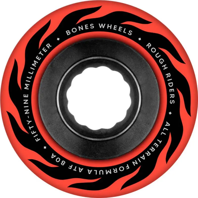 Bones Wheels Atf Rough Rider Skateboard Wheels Eternal Flame 59Mm Rough Riders 80A Red 4Pk 1
