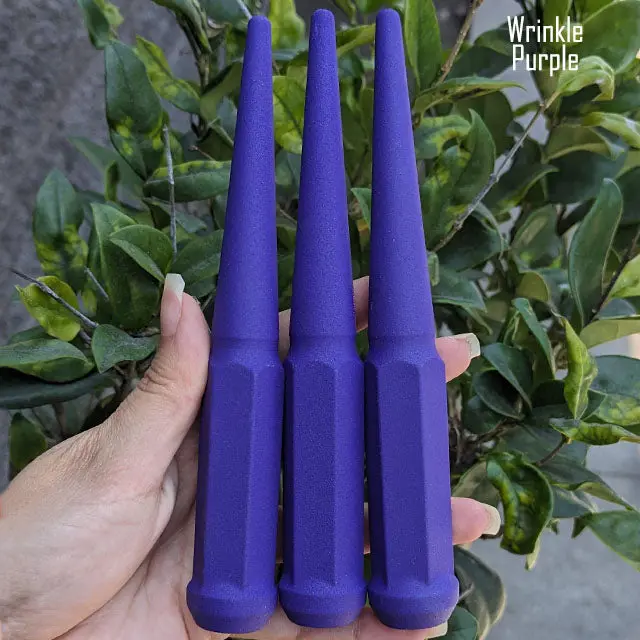 Set of 20 high-strength spike lug nuts with 9/16"-18 thread pitch, 6-inch length, durable powder-coated finish, and vibrant color options for custom wheel styling. - Image 80