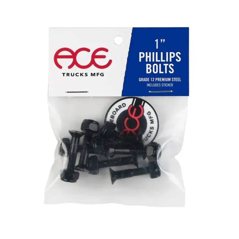 Ace 1" Phillips Black Bolts Skateboard Hardware 1