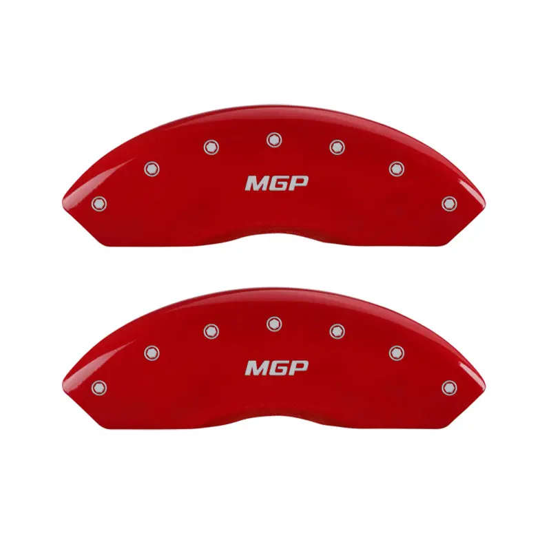 Mgp Custom Caliper Covers For 2017 Nissan Armada – Engraved Front/Rear Set, Red & Silver Design 1