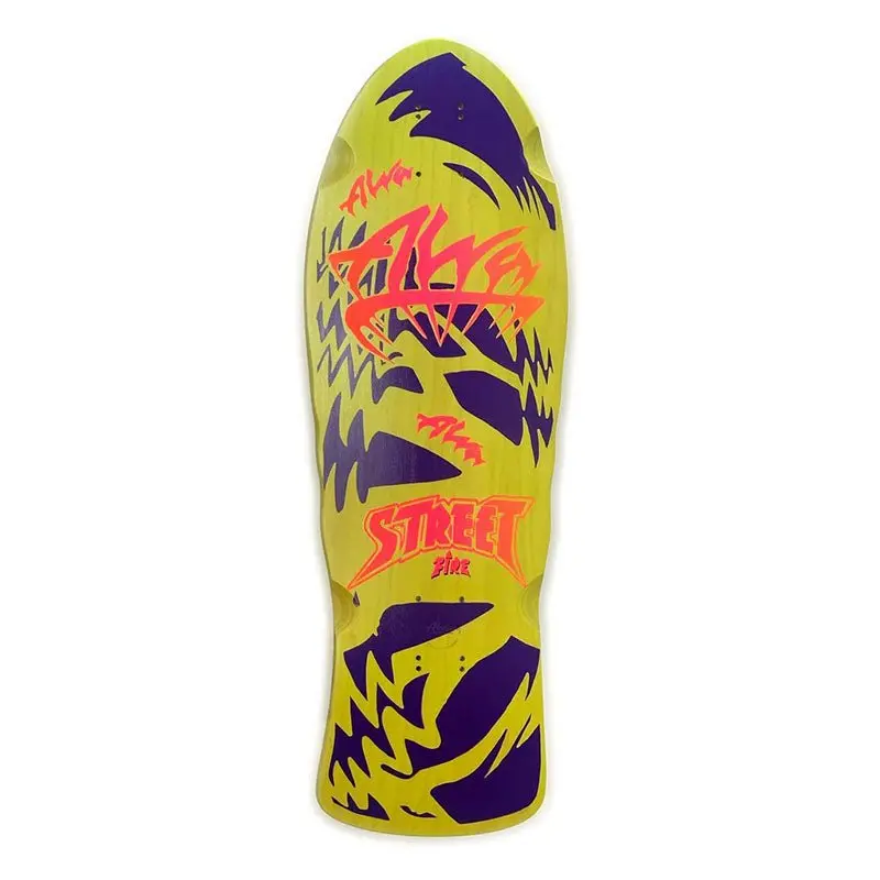 Alva  10.25" X 29.75" Street Fire Green W/Blue. Red Logo Skateboard Deck 1