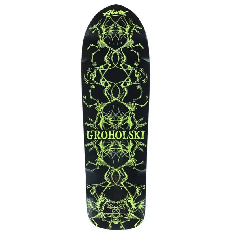 Alva 9.25" X 33.25" Black/Green Groholski Guest Skateboard Deck (Warped) 1