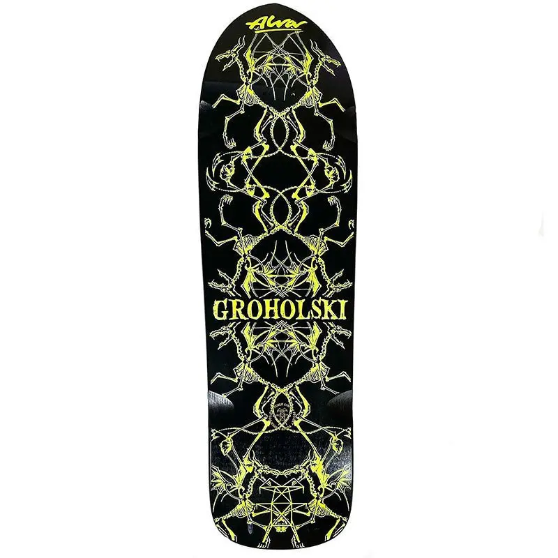 Alva 9.25" X 33.25" Black/Yellow Groholski Guest Skateboard Deck (Warped) 1