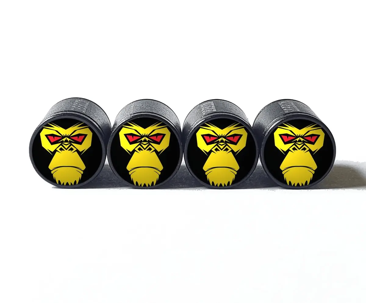 Angry Gorilla Ape (Style 2) Tire Valve Caps - Aluminum - Set Of Four 1
