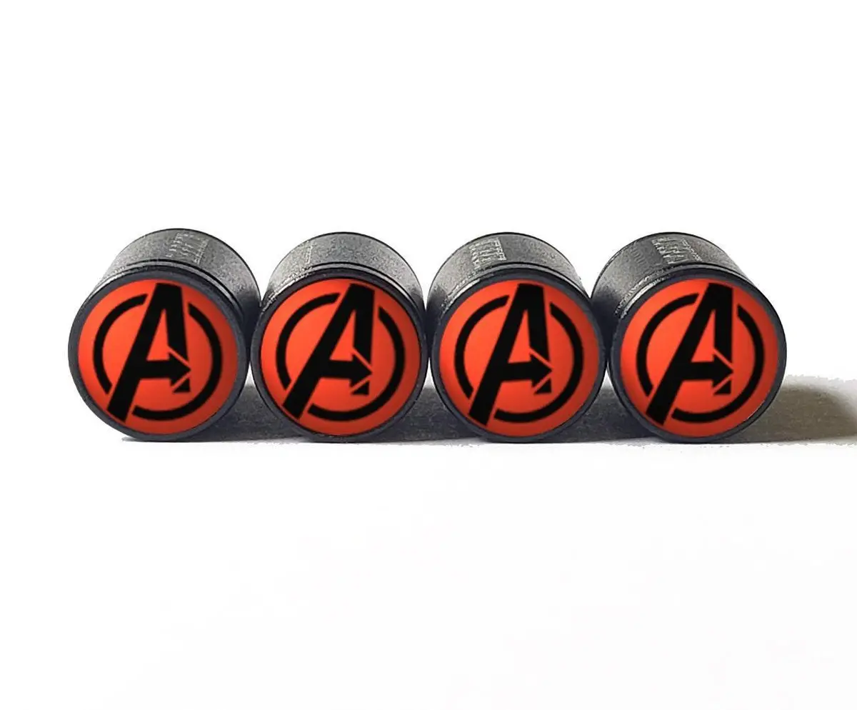 Avengers Tire Valve Stem Caps - Black Aluminum - Set Of Four 1