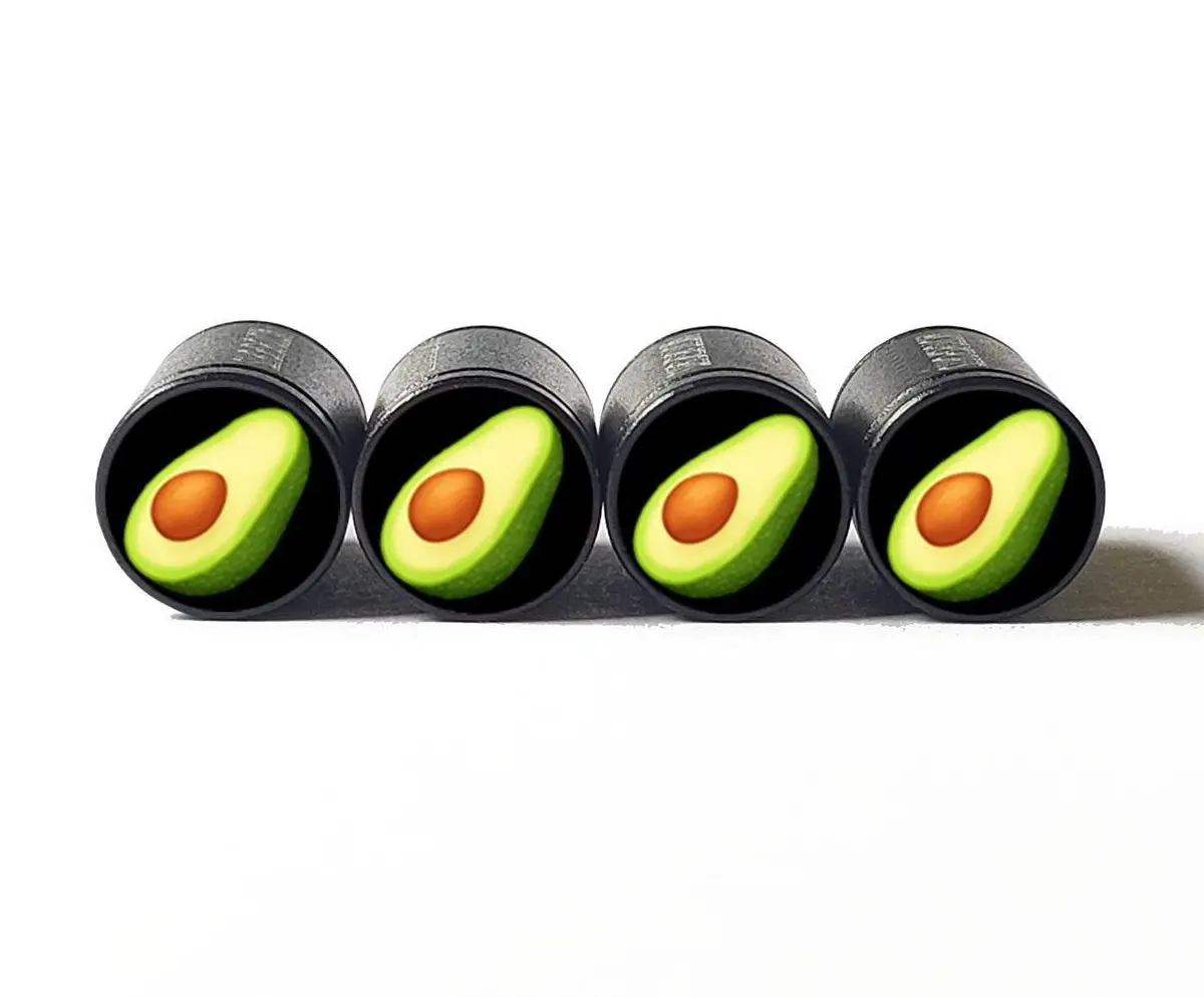 Avocado Tire Valve Caps - Black Aluminum - Set Of Four 1