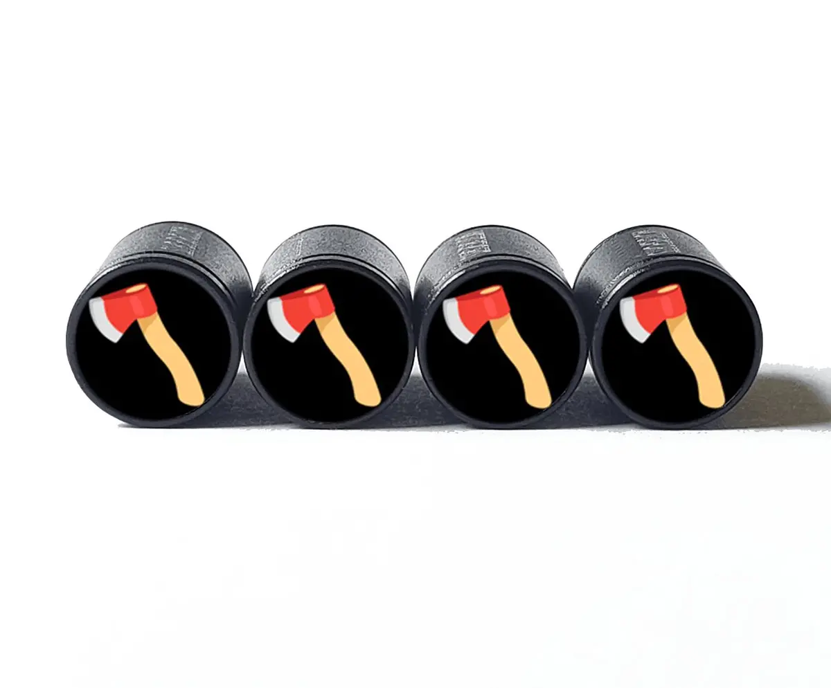 Axe Emoji Tire Valve Caps - Black Aluminum - Set Of Four 1