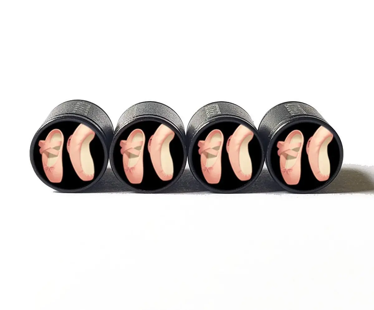 Ballet Slippers Emoji Tire Valve Stem Caps - Black Aluminum - Set Of 4 1