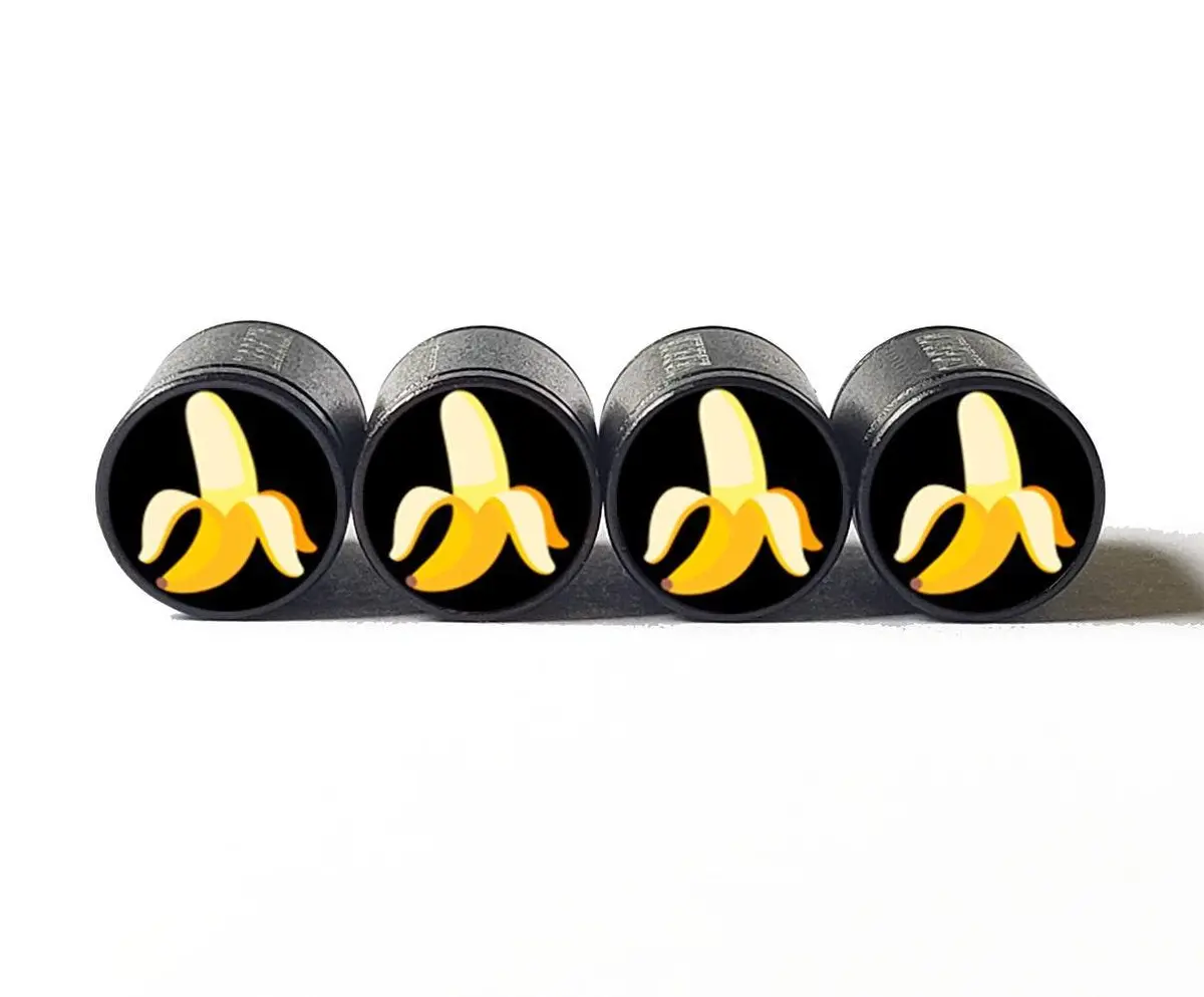Banana Tire Valve Caps - Black Aluminum - Set Of Four 1