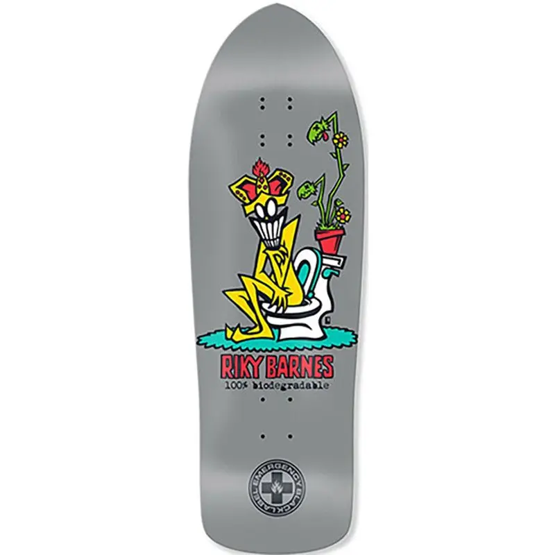 Black Label 10.25" X 31.5" Riky Barnes 100% Biodegradable Metallic Silver Skateboard Deck 1