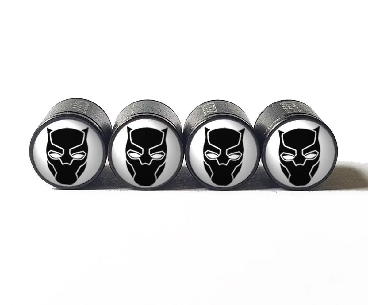 Black Panther Tire Valve Stem Caps - Black Aluminum - Set Of Four 1