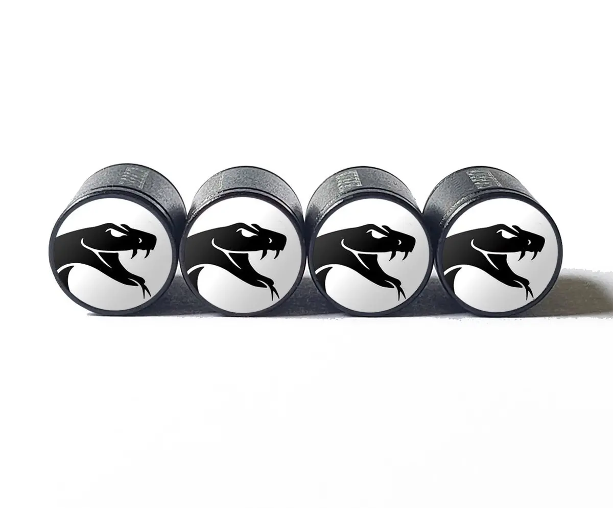 Black Snake With Fangs Tire Valve Caps - Black Aluminum - Set Of Four 1