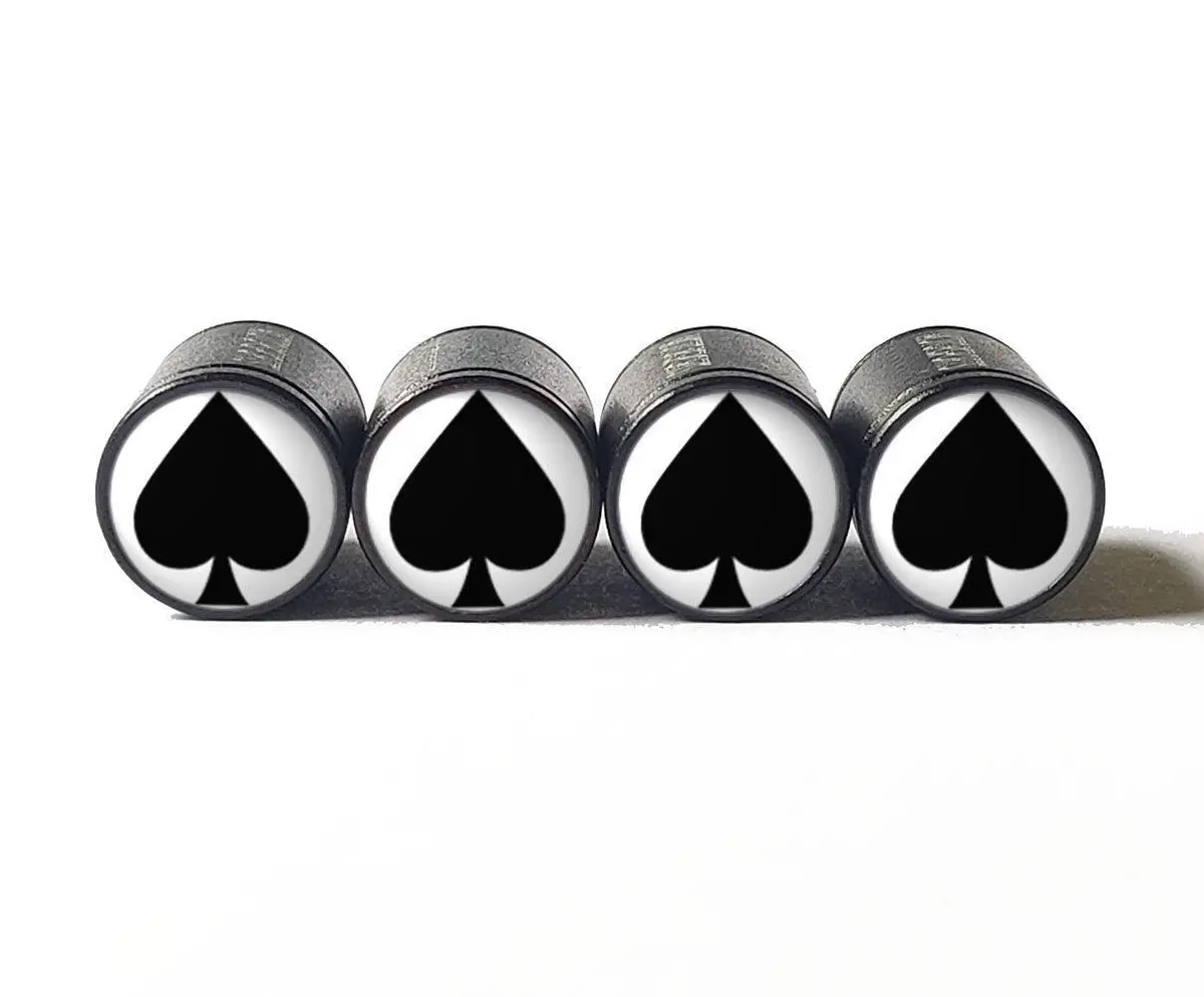 Black Spades Tire Valve Caps - Black Aluminum - Set Of Four 1