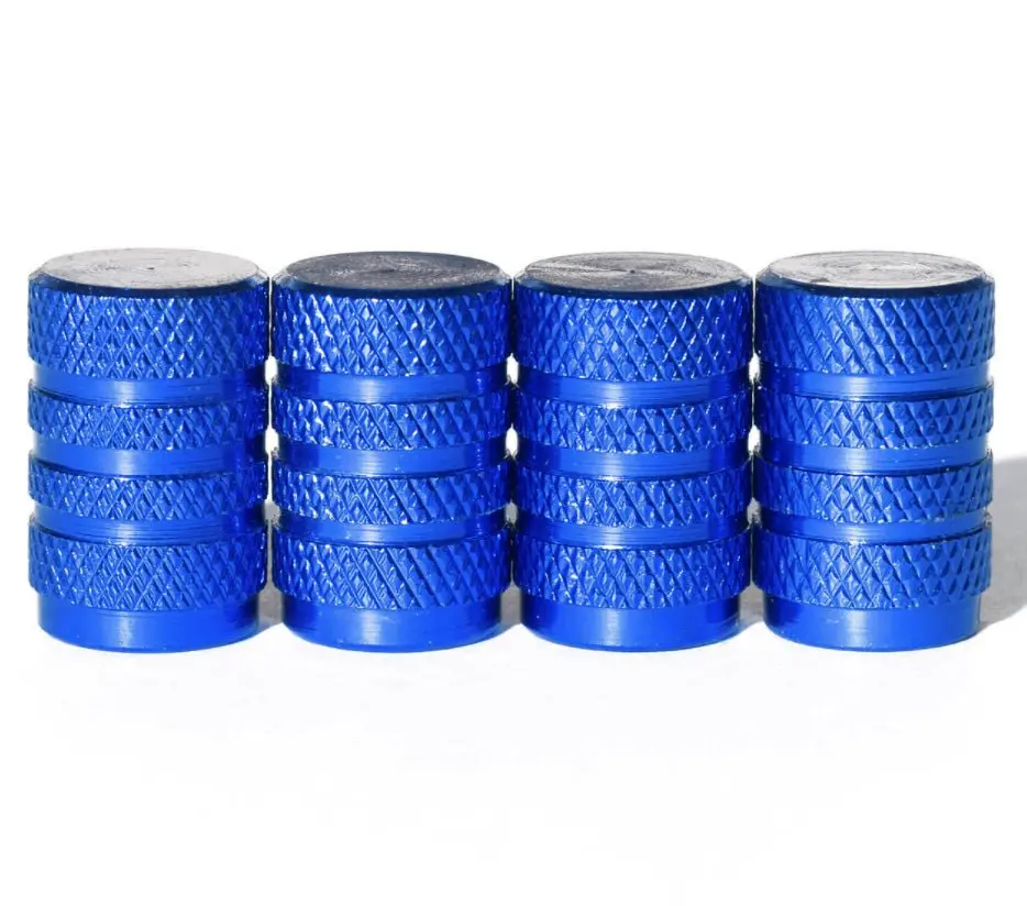 Blue Barrel Aluminum Tire Valve Caps - Sets Of 4, 8, 12 Or 20 - Universal, Fits On All Vehicles 1
