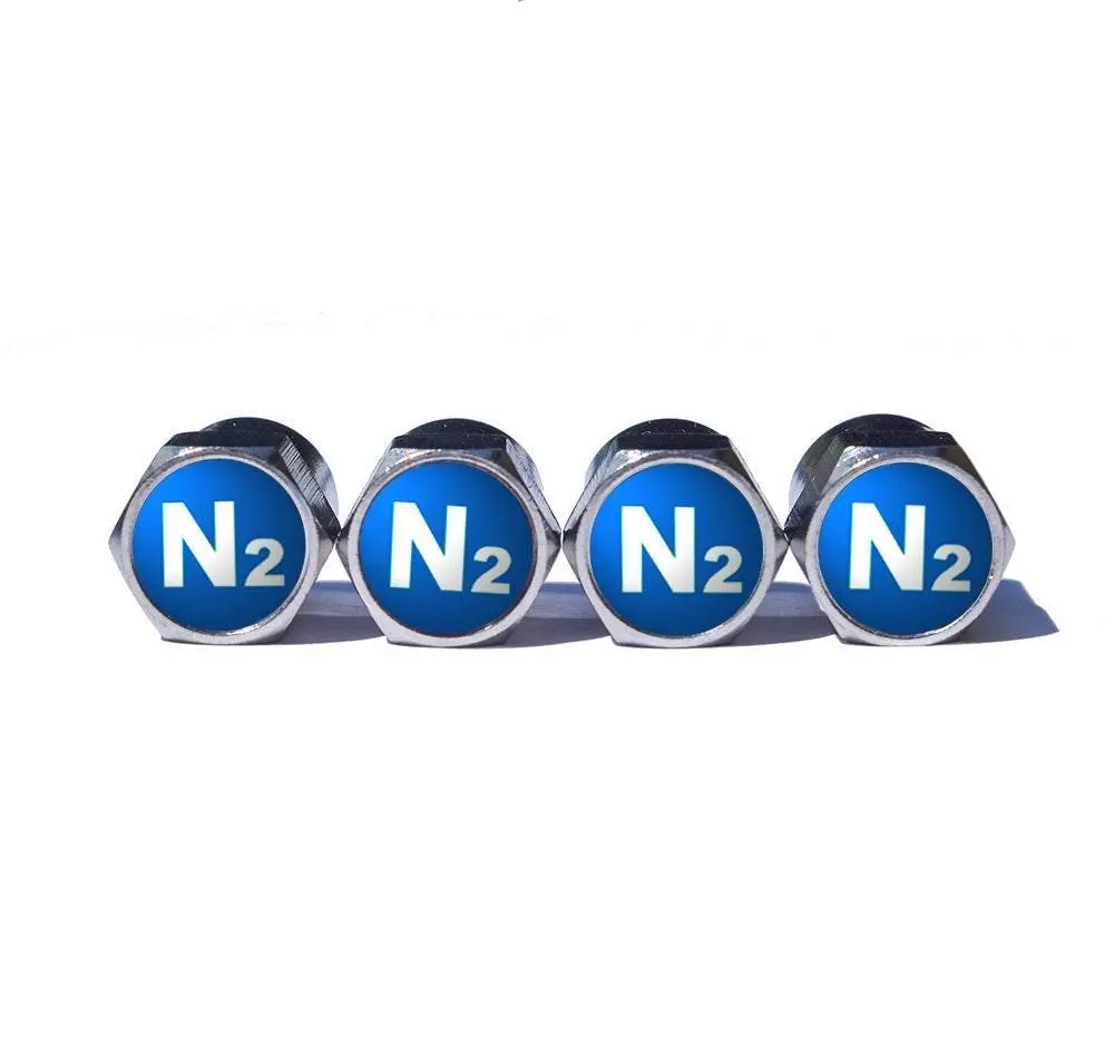 Blue N2 Nitrogen Tire Valve Caps (Style 1) - Chrome Coated - Universal 1