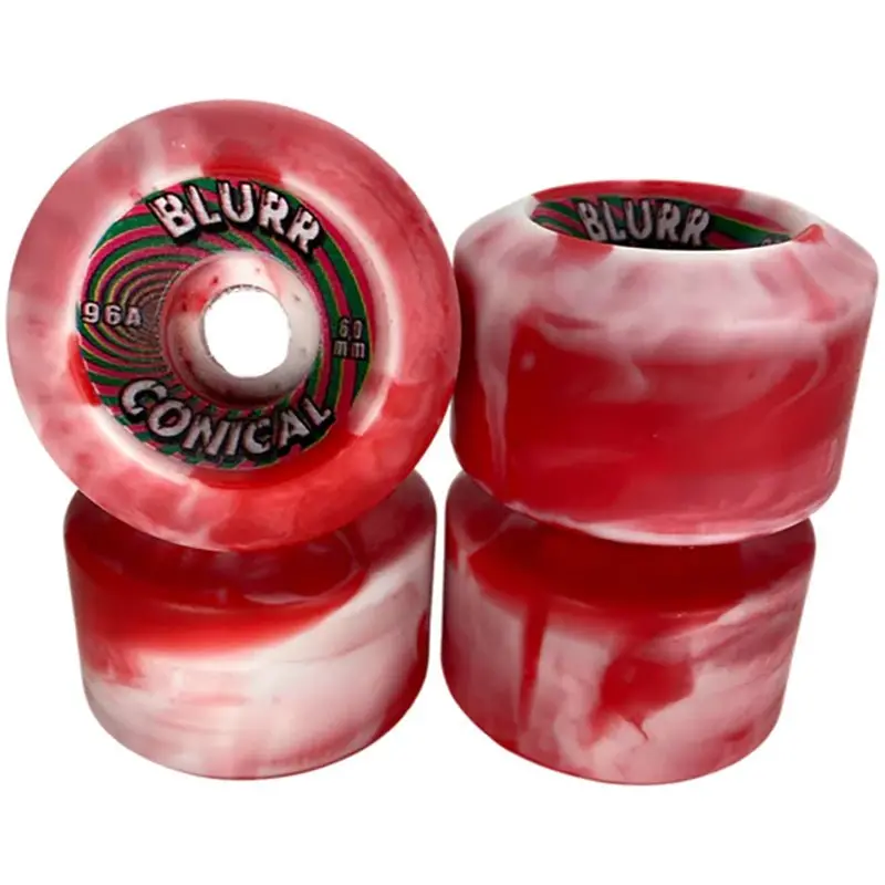 Blurr 60Mm 96A Red/White Swirls Conicals Skateboard Wheels 4Pk 1