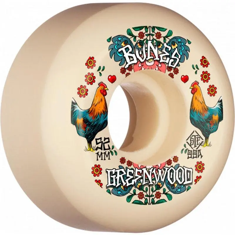 Bones 52Mm 99A Pro Stf Greenwood Decoupe V5 Sidecut Skateboard Wheels 4Pk 1