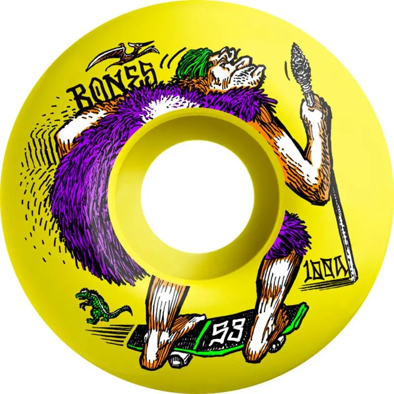 Bones 53Mm 100A Og Formula Neonderthal V4 Wide 100,S Yellow Skateboard Wheels 4Pk 1