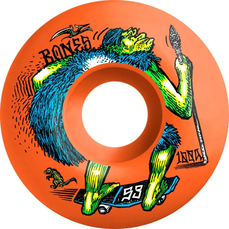 Bones 53Mm 100A  Og Formula Neonderthal V4 Wide Orange Skateboard Wheels 4Pk 1