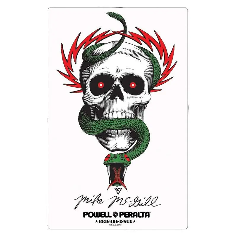 Bones Brigade® 6" X 3.375" Mcgill Skull & Snake Skateboard Sticker 1