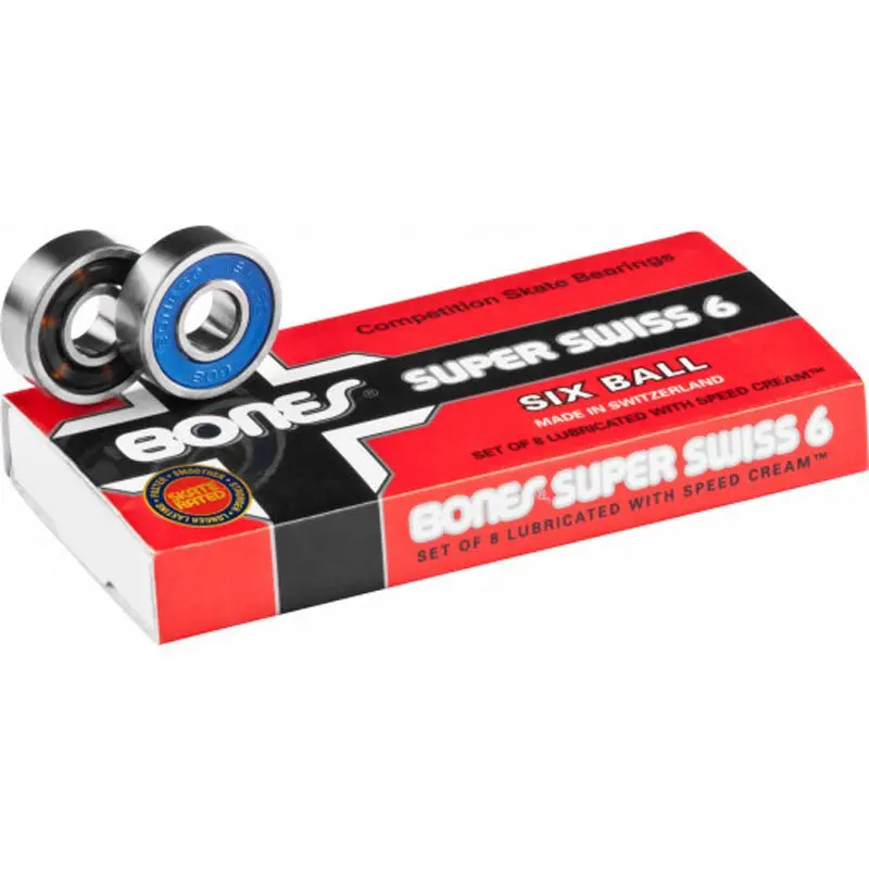 Bones Super Swiss 6 Skateboard Bearings (8 Pack) 1