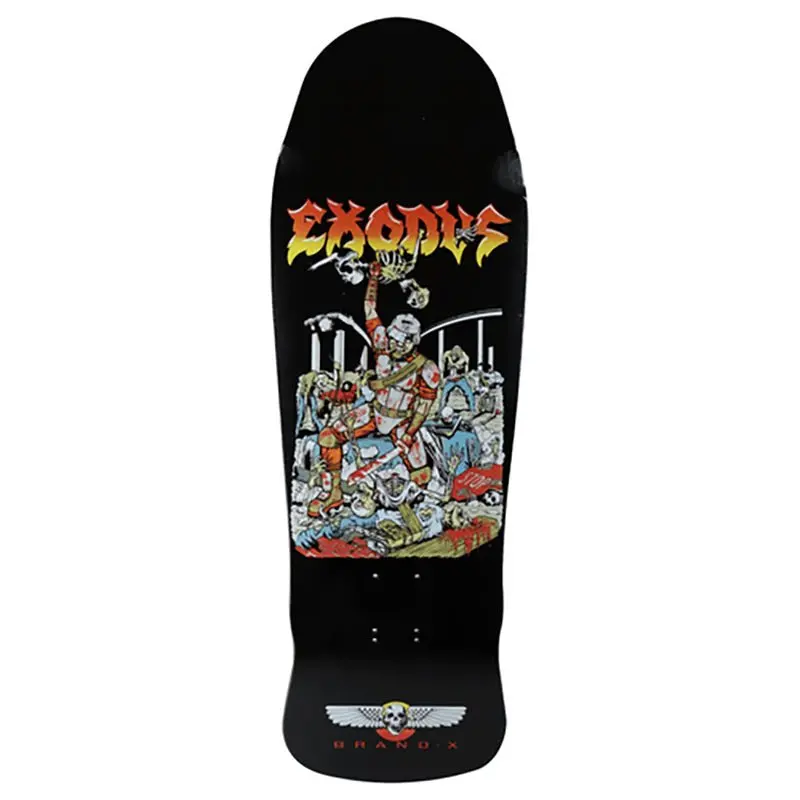 Brand-X-Toxic 10.25" X 31" Exodus Killing Crew Black Hand Screened Shaped Skateboard Deck 1