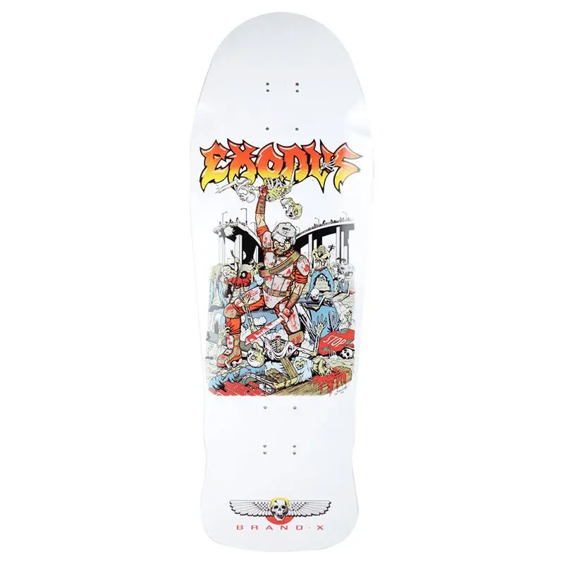 Brand-X-Toxic 10.25" X 31" Exodus Killing Crew White Hand Screened Shaped Skateboard Deck 1