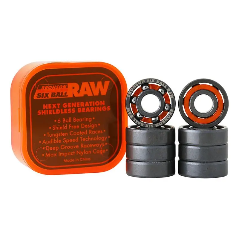 Bronson Speed Co. 6-Ball Raw Skateboard Bearings (8 Pack) 1