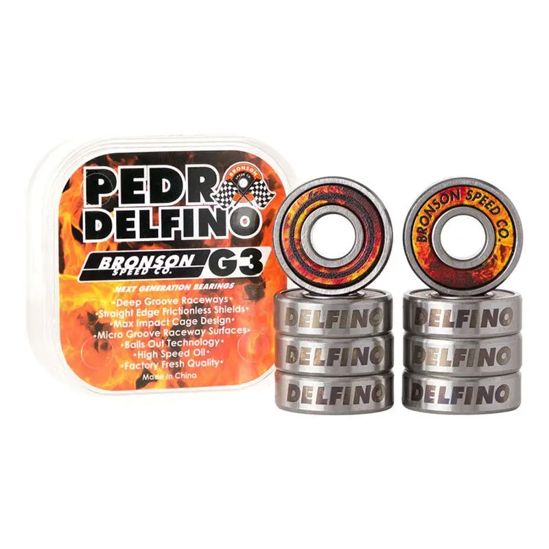 Bronson Speed Co. Pedro Delfino Pro G3 Skateboard Bearings (8 Pack) 1
