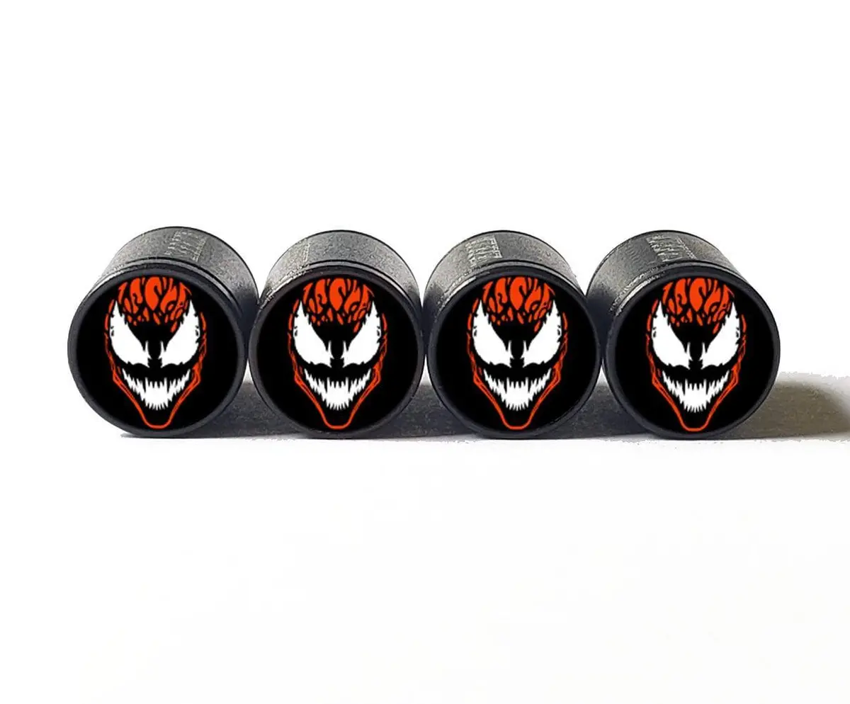 Carnage Tire Valve Stem Caps - Black Aluminum - Set Of Four 1