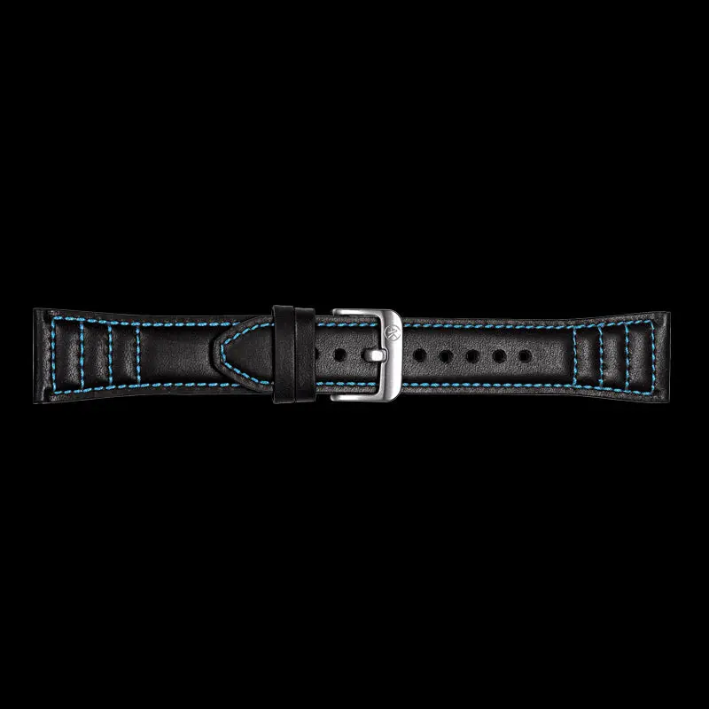 Black Leather Strap With Navy Stitching Suitable For Ettore Series 1