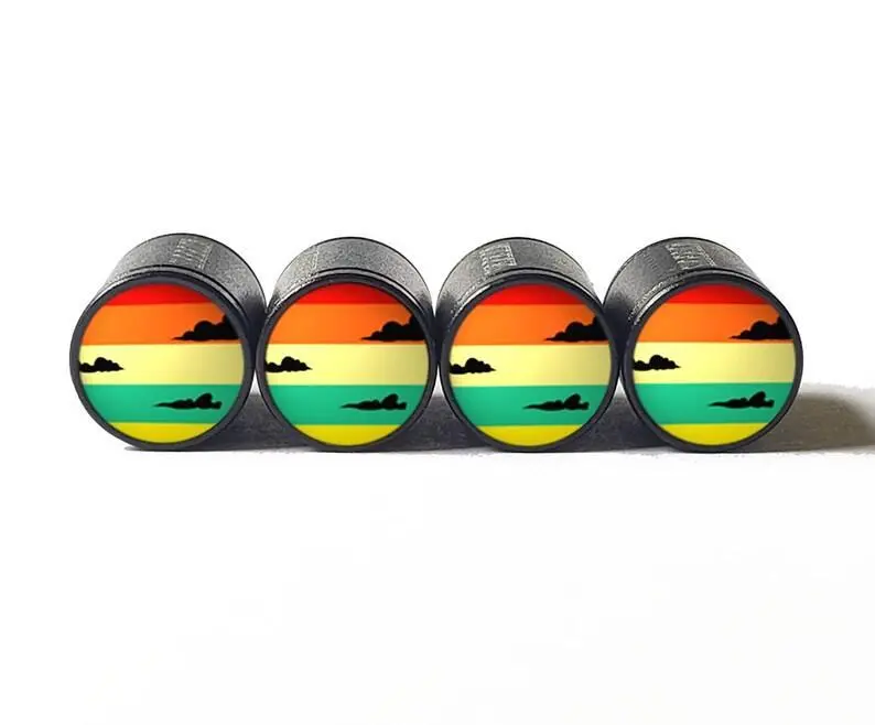Clouds With Colorful Stripes Tire Valve Caps - Aluminum - Set Of Four 1