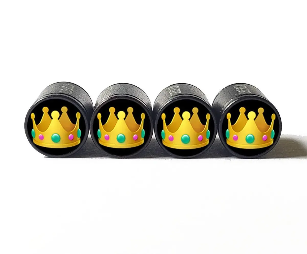 Crown Jewels Emoji Tire Valve Caps - Black Aluminum - Set Of Four 1