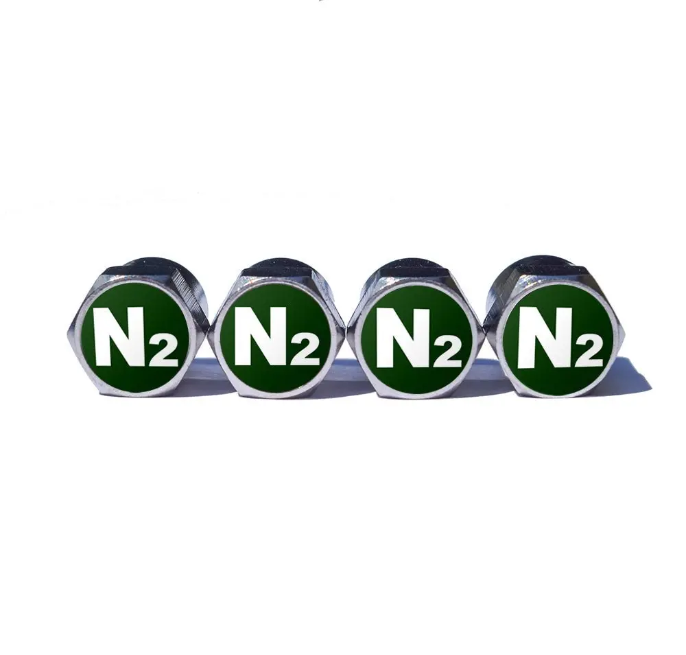 Dark Green N2 Nitrogen Tire Valve Caps - Chrome Coated - Universal 1