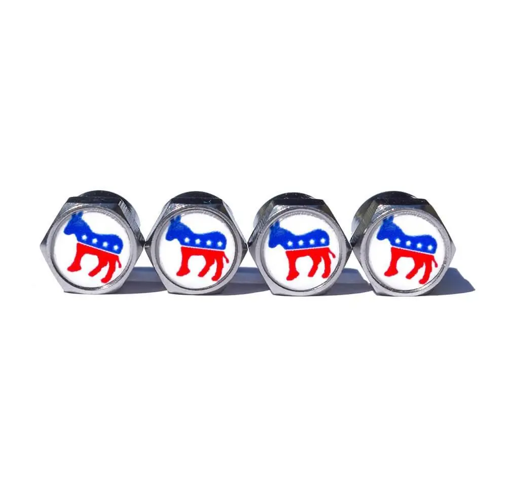 Democratic Party Tire Valve Stem Caps - Chrome Surface - Set Of Four 1