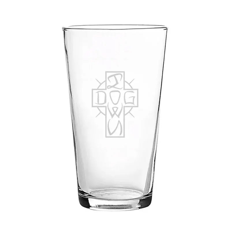 Dogtown 16 Oz Clear Etch Ese Cross Pint Glass 1