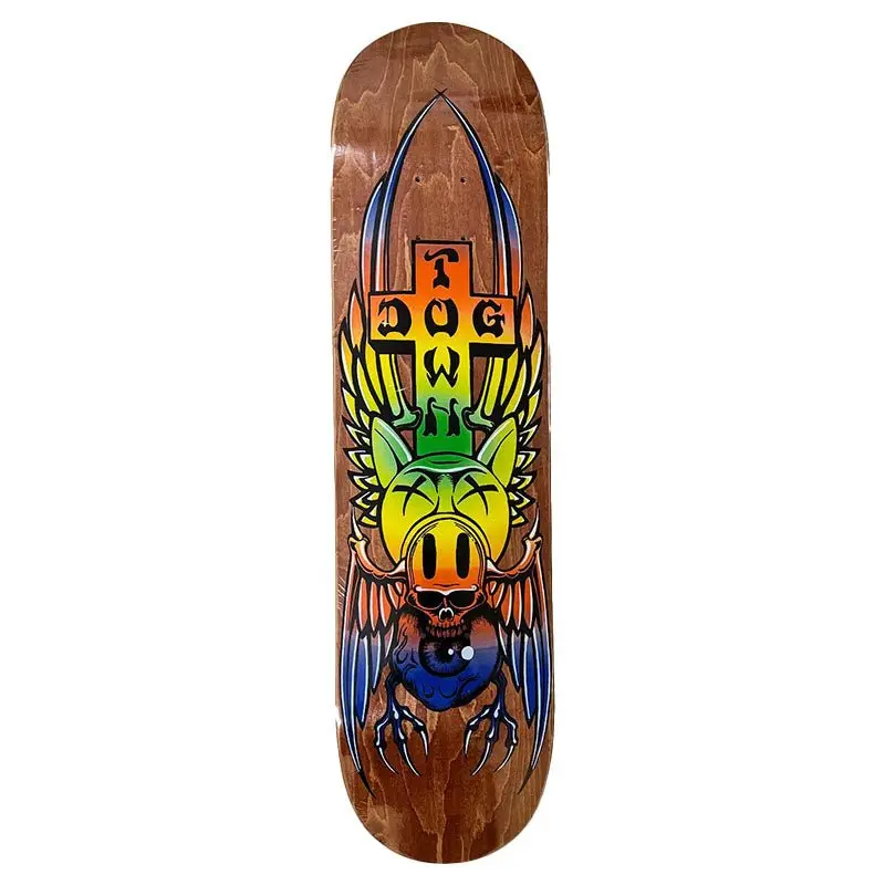 Dogtown 8.0" Pig Skull Street Brown Stain Skateboard Deck 1