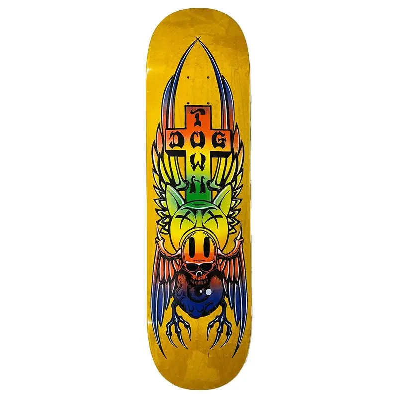 Dogtown 8.5" Pig Skull Street Yellow Stain Skateboard Deck 1