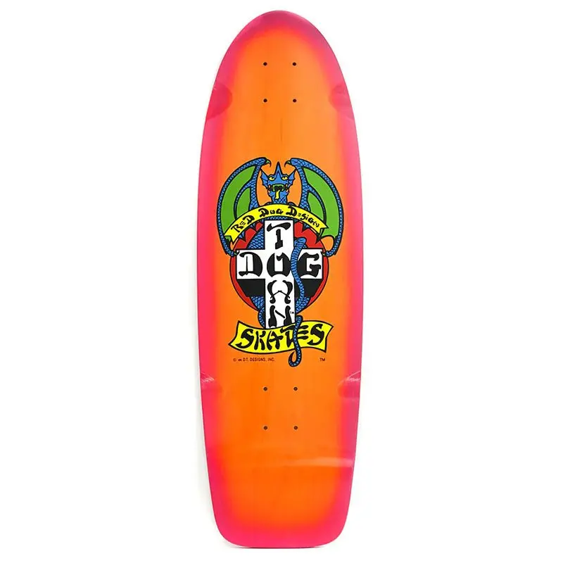 Dogtown 9" X 30" Red Dog Og 70S Classic Transparent Orange/ Magenta Fade Skateboard Deck 1