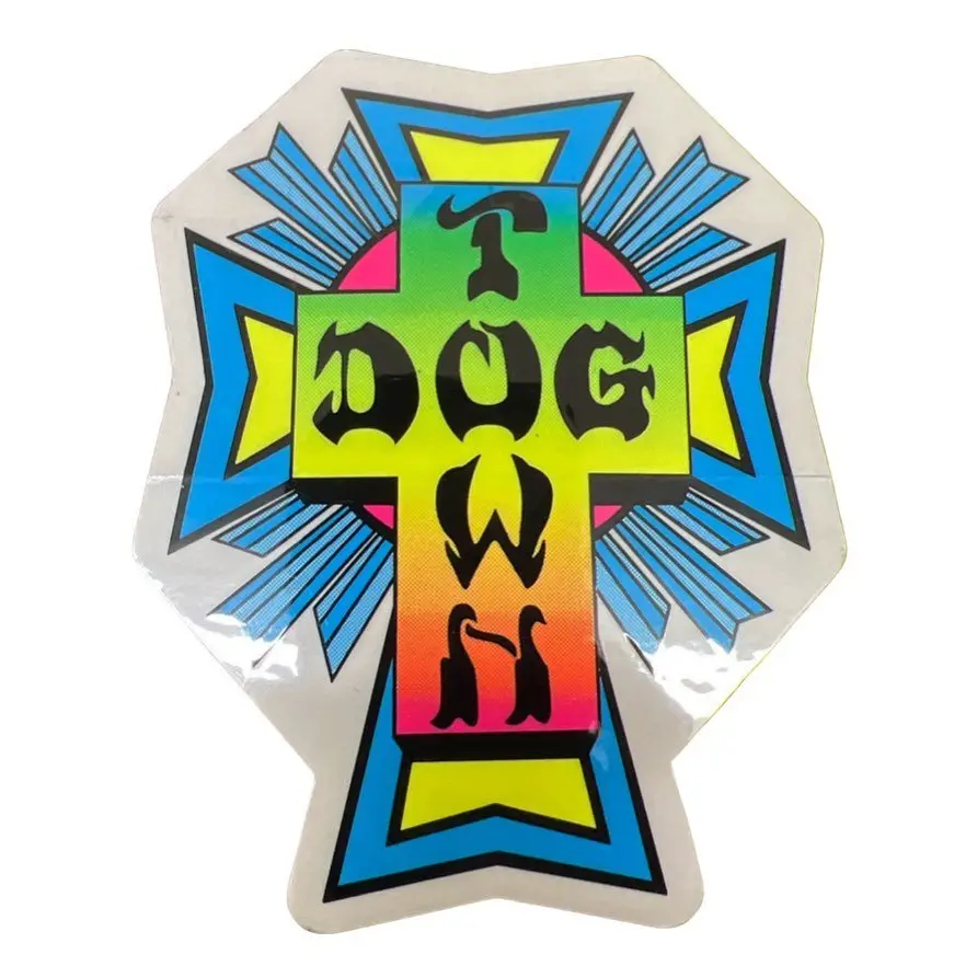 Dogtown Skateboards 4" Cross Logo Neon Sticker 1