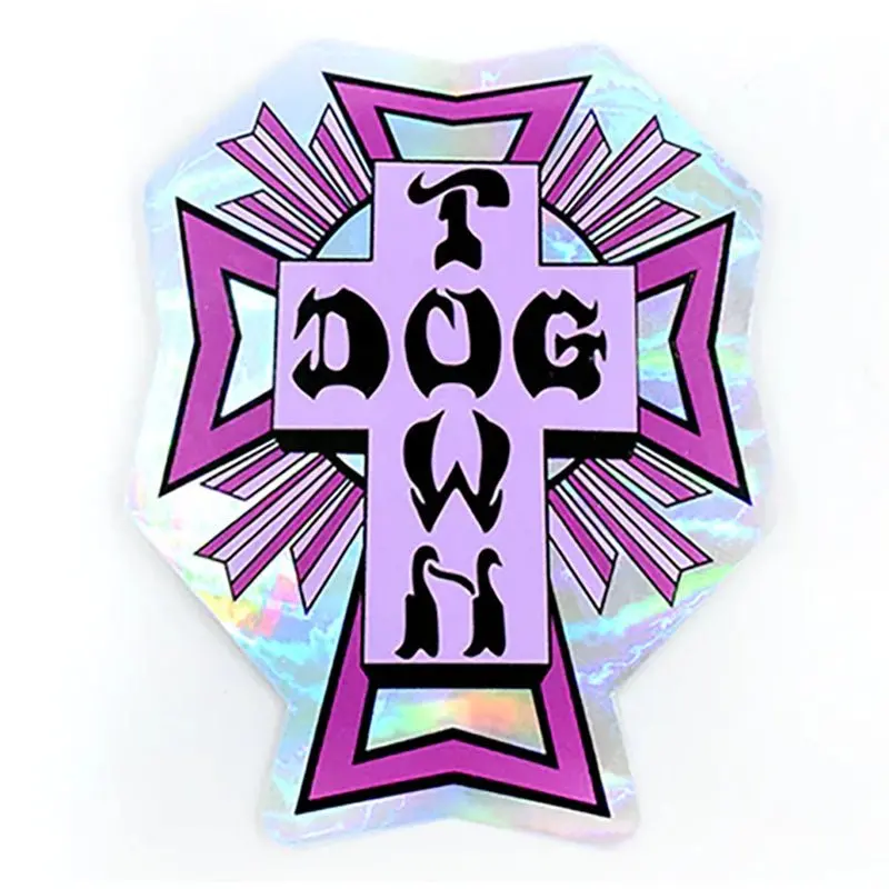 Dogtown Skateboards 4" Tall Purple Cross Logo Hologaphic Sticker 1
