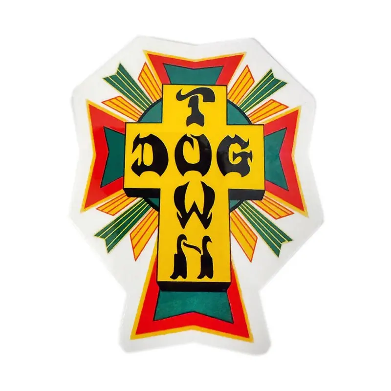 Dogtown Skateboards 80S Cross Logo 4" Rasta Sticker 1