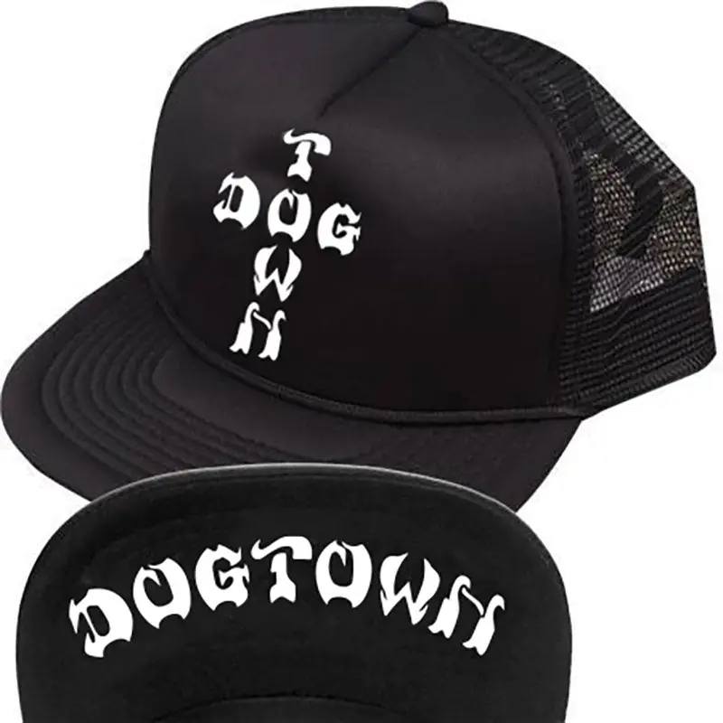 Dogtown Skateboards Cross Letters Flip Mesh Black Hat 1